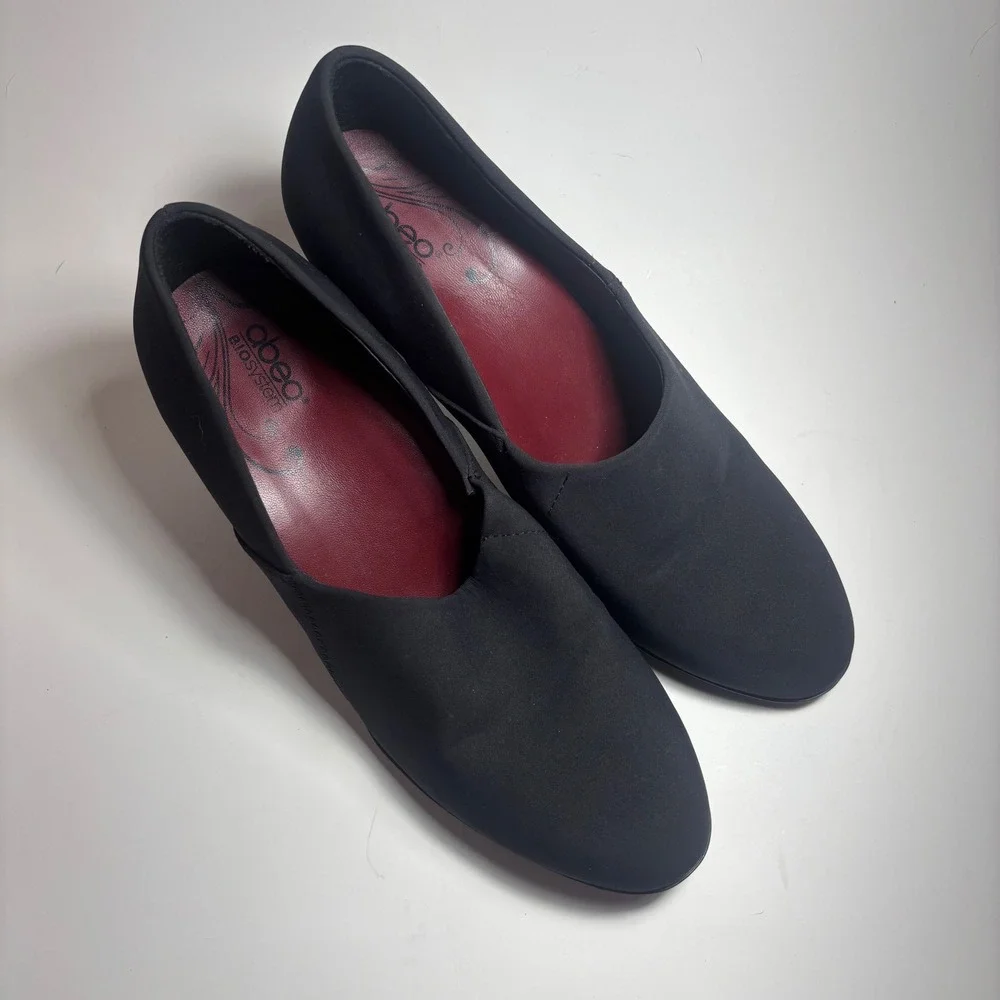 Abeo Viera AV52316 Black Textile Block Heel Pumps Womens 9N B.I.O.system Narrow